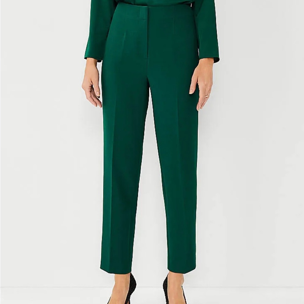 Ann Taylor Devin Fit Straight Cropped Work Pants - Emerald Green